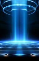 Ai generative Backdrop With Illumination Of blue Spotlights For Flyers realistic image ultra hd high design photo