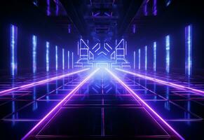 Ai Generative Neon illuminated futuristic backdrop realistic image, ultra hd, high design very detailed photo