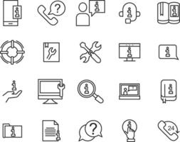 Vector set of information line icons. Contains icons instruction, privacy policy, info center, manual, rule, guide, reference, help and more