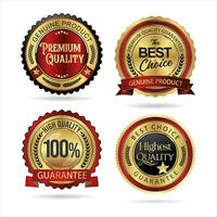 Premium quality gold black and red badge collection vector