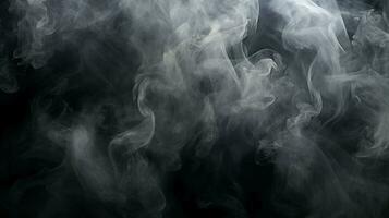 Abstract white smoke on black background AI Generated photo