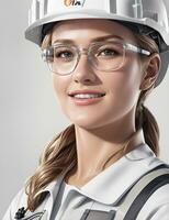 AI Generative, Young female site engineer with a safety vest and hardhat photo