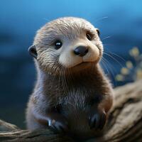 there is a small otter that is sitting on a branch. generative ai. photo