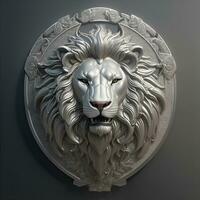 AI Generative, Lion Head with 3D carve and sculpture photo