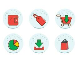 shoping item icon set, modern flat design vector