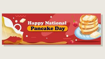 Design Banner National Pancake Day celebration. Pancakes with syrup and butter Illustration design vector