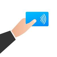 Access control. Access card reader. Wireless RFID, NFC. Vector stock illustration.