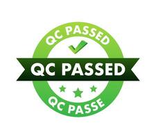 QC passed, pass quality sign, label. Vector stock illustration