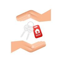 Just sold keys handing over hand on white background. Motion graphics 4k vector