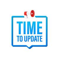 Megaphone with Time to update sign. Megaphone banner. Web design. Motion graphics 4k vector