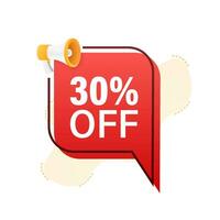 30 percent OFF Sale Discount Banner with megaphone. Discount offer price tag. 30 percent discount promotion flat icon. Motion graphics 4k vector