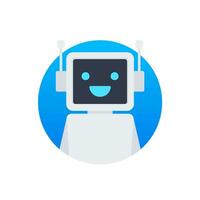 Chat Bot Using Laptop Computer, Robot Virtual Assistance Of Website Or Mobile Applications. Voice support service bot. Online support bot. Vector illustration.