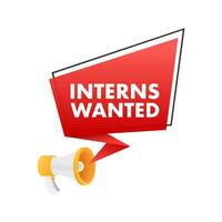 Hand Holding Megaphone with Interns wanted. Megaphone banner. Web design. Vector stock illustration