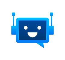 Chat Bot Using Laptop Computer, Robot Virtual Assistance Of Website Or Mobile Applications. Voice support service bot. Online support bot. Vector illustration.