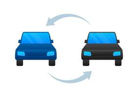 Trade in. Car leasing, Car exchange, Carsharing icon, label. Vector stock illustration