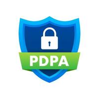 Personal data protection act - PDPA. Secure data. Shield icon. Vector stock illustration.