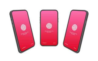 Screen lock authentication password smartphone background template. Illustration of phone ID recognition screenlock password or lockscreen passcode numbers display. vector