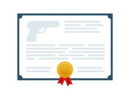 Gun license glyph icon. Pistol and document. Vector stock illustration.