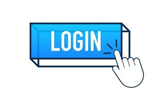 Blue login button. Cursor icon. Arrow icon. Web banner. Web template 4k vector