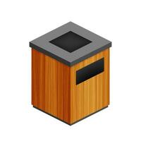 Trash can in park icon. Waste bin on white background. Vector stock illustration.