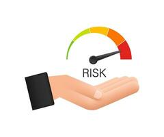 Risk icon on speedometer in hands. High risk meter. Motion graphics 4k vector