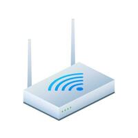 Network Router 3D WiFi Router. Internet service wireless router. Vector stock illustration.