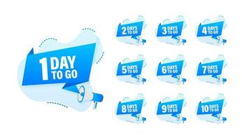 Days countdown. Days to go 1 2 3 4 5 6 7 8 9 10. The days left badges set. Product limited promo vector