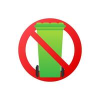 Icon with no garbage dumpster. No garbage dumpster icon on white background 4k vector