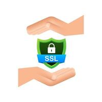 Secure connection icon Motion graphics isolated on white background, flat style secured ssl shield symbols on hands 4k vector