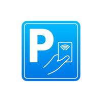 Parking access card. Parking tickets. Pay station icon, label. Vector stock illustration