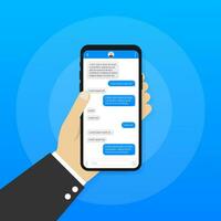 Chat Interface Application with Dialogue window. Clean Mobile UI Design Concept. Sms Messenger. Vector stock illustration.