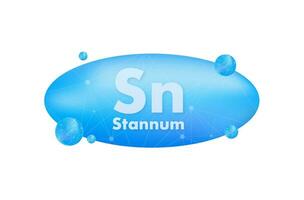 Mineral Sn Stannum blue shining pill capsule icon. Vector stock illustration