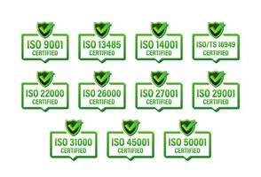 Set of ISO Certification stamp and labels. ISO Certified badge. Information security management vector