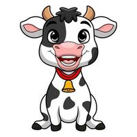 Cute little cow cartoon on white background vector