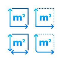 m2 area unit icon. Square Meter. Vector stock illustration.