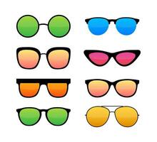 Colored Sunglass frame set isolated on white background. Vector illustration.