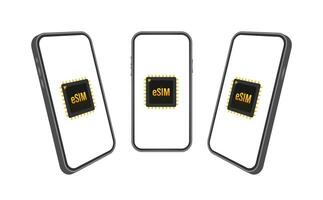 eSIM card chip sign. Embedded SIM concept. New mobile communication technology. Vector stock illustration