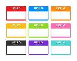 Hello My Name Is... Name Tag Set. Label sticker on white background. Vector illustration.