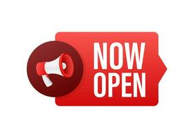 Megaphone with now open. Megaphone banner. Web design. Motion graphics . 4k vector