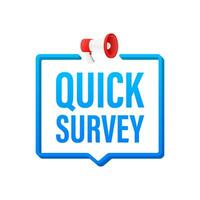 Megaphone label with quick survey. Megaphone banner. Web design. Motion graphics 4k vector