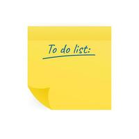 Yellow stick notes isolated on white background. To do list. Vector illustration.