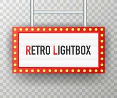 Retro lightbox billboard vintage frame. Lightbox with customizable design. Classic banner for your projects or advertising. Vector stock illustration.