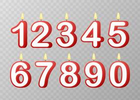 Set of Happy Birthday candle numbers. Vector stock illustration