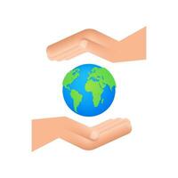 Abstract with earth in hands. Happy earth day. Planet sign. Hand draw 4k vector