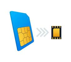 SIM Card and eSIM Embedded SIM card icon symbol concept. SIM card evolution concept. Vector illustration.