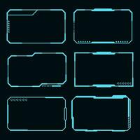 Vector frame futuristic technology set hi tech element. HUD focus sci-fi square shape design.