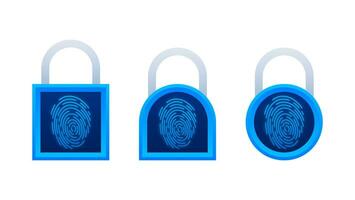 Cyber security fingerprint on lock. Security shield concept. Internet security. Vector stock illustration.