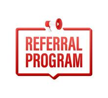 Megaphone label with referral program. Megaphone banner. Web design. Motion graphics 4k vector