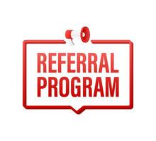 Megaphone label with referral program. Megaphone banner. Web design. Motion graphics 4k vector