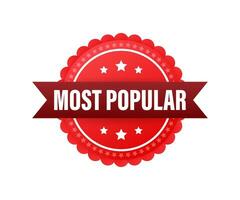 Most popular badge, ribbon isolated on white background, sticker, label. Motion graphics 4k vector